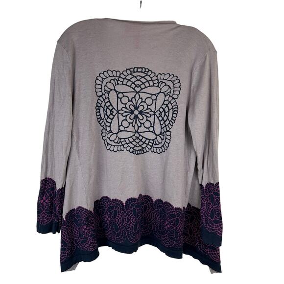 Charlotte Tarantola Women's Cardigan Size XL Purple Blue V-Neck Silk Blend - Picture 2 of 7